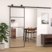 Puerta corredera ESG aluminio y vidrio ESG negra 76x205 cm