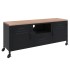 Mueble TV hierro y madera maciza de abeto negro 110x30x43