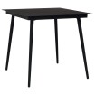 Mesa de comedor de jardín acero y vidrio negra 80x80x74 cm