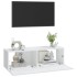 Mueble TV pared 2 uds madera contrachapada blanco 100x30x30