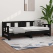 Sofá cama extraíble madera maciza de pino negro 2x(80x200) cm