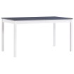 Mesa de comedor de madera de pino blanco y gris 140x70x73 cm