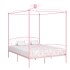 Estructura de cama con dosel metal rosa 160x200