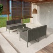 Set de muebles de jardín 5 pzas y cojines ratán sintético gris