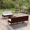 Set muebles de jardín 6 pzas y cojines ratán sintético marrón