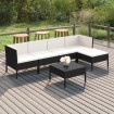 Set de muebles de jardín 6 pzas y cojines ratán sintético negro