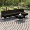 Set de muebles de jardín 6 pzas y cojines ratán sintético negro