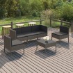 Set de muebles de jardín 6 pzas y cojines ratán sintético gris