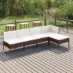 Set muebles de jardín 5 pzas y cojines ratán sintético marrón