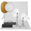 Kit de estudio fotográfico con set de luces, fondo y reflector