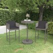 Set muebles bar jardín 3 piezas y cojines ratán sintético gris