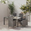 Set de comedor de jardín 5 pzas y cojines ratán sintético gris