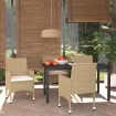 Juego muebles jardín 5 pzas con cojines ratán sintético beige