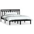 Estructura cama doble pequeña madera maciza negro 120x190