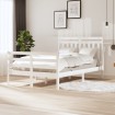 Estructura cama doble pequeña madera maciza blanco 120x190 cm