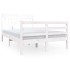 Estructura cama doble pequeña madera maciza blanco 120x190