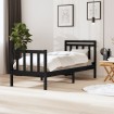 Estructura de cama de madera maciza negra 90x200 cm