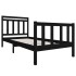 Estructura de cama de madera maciza negra 90x200