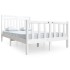 Estructura cama doble pequeña madera maciza blanco 120x190