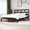 Estructura de cama de madera maciza negra super king 180x200 cm