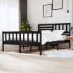 Estructura de cama de madera maciza negra 160x200 cm