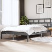 Estructura de cama de madera maciza de pino gris 140x190 cm