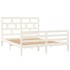 Estructura de cama madera maciza blanca King Size 150x200