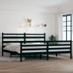 Estructura de cama de madera maciza de pino negra 200x200 cm