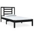 Estructura de cama madera maciza individual negra 75x190