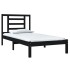 Estructura de cama madera maciza individual negra 75x190