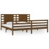 Estructura de cama madera maciza de pino marrón miel 200x200