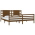 Estructura de cama madera maciza de pino marrón miel 200x200