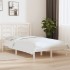 Estructura de cama doble pequeña madera maciza blanca