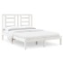 Estructura de cama doble pequeña madera maciza blanca