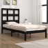 Estructura de cama madera maciza individual negra 75x190