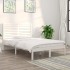 Estructura de cama doble pequeña madera maciza blanca