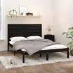 Estructura de cama madera maciza negra King Size 150x200 cm