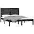 Estructura de cama madera maciza negra King Size 150x200