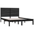 Estructura de cama madera maciza negra King Size 150x200