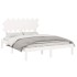 Estructura de cama doble madera maciza blanca 140x190