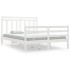 Estructura de cama de madera maciza blanca 135x190