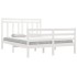 Estructura de cama de madera maciza blanca 135x190