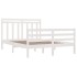 Estructura de cama de madera maciza blanca 135x190