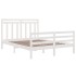 Estructura de cama madera maciza blanca King Size 150x200