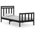 Estructura de cama individual madera maciza negra 90x190