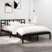 Estructura de cama de madera maciza negra 140x190 cm