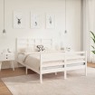 Estructura de cama doble pequeña madera maciza blanca 120x190cm