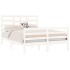 Estructura de cama doble pequeña madera maciza blanca