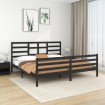 Estructura de cama de madera maciza de pino negra 200x200 cm