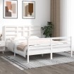 Estructura de cama de madera maciza blanca 160x200 cm